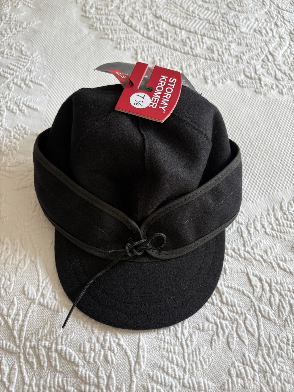 NWT Stormy Kromer black wool cap size 7 1/8